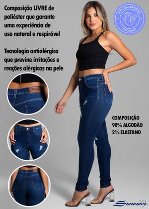 Imagem de Calça Feminina Super Lipo Sawary Jeans Cós Alto com Lycra