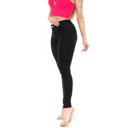 Imagem de Calça  Feminina Super Skinny Bengaline Power Elastano Premium  Black Cintura Alta Levanta Bum Bum - Preta