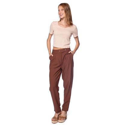 Imagem de Calça Feminina The Style Box Reta Cintura Alta Marrom