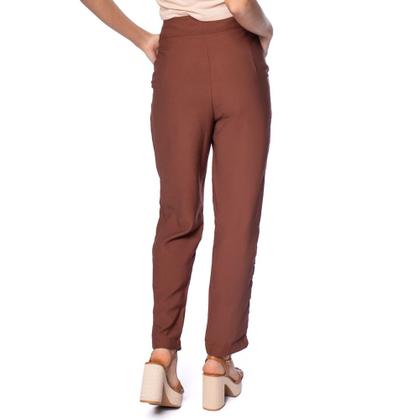 Imagem de Calça Feminina The Style Box Reta Cintura Alta Marrom