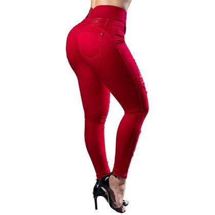 Calça Feminina Vermelha Pit Bull Jeans 39986 Pitbull Cós Modelador