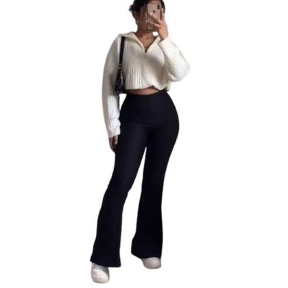 Imagem de Calça Flare Boca de Sino Plus Size Bailarina Feminina Linha P AO G3