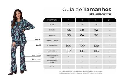 Imagem de Calça Flare Com Bolsos Azul Estampa Cashmere Yacamim A15