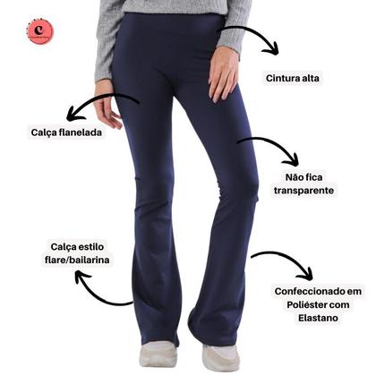 Imagem de Calça Flare Feminina Alta Preta Social Modeladora Suplex