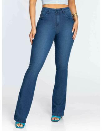 Imagem de Calça Flare Feminina Jeans Biotipo Cintura Media Levanta Bumbum Cintura Media