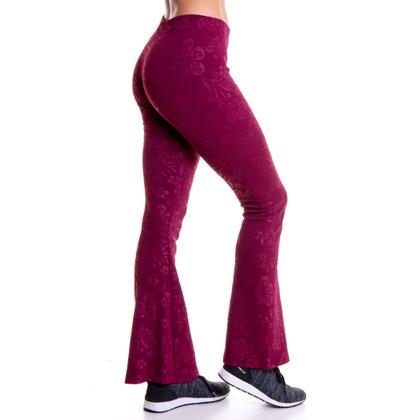 Imagem de Calça Flare Jacquard Básica Detalhe 3d Vinho Feminino