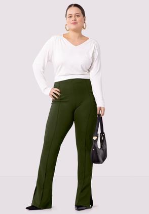Imagem de Calça Flare Plus Size Alfaiataria Com Fenda Lunender 65170