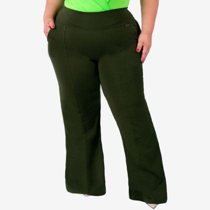 Imagem de Calça Flare Plus Size Feminina Bolso Bailarina Social Moda