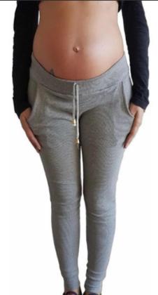 Imagem de Calça Gestante Algodão C/ Elastano Moletom Grávida Mamãe