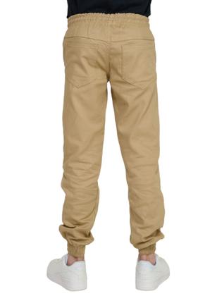 Imagem de Calça infantil Juvenil Jogger Sarja Jeans Com Elástico Punho Menino