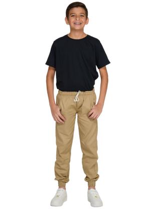 Imagem de Calça infantil Juvenil Jogger Sarja Jeans Com Elástico Punho Menino