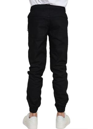 Imagem de Calça infantil Juvenil Jogger Sarja Jeans Com Elástico Punho Menino