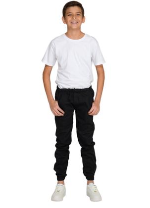 Imagem de Calça infantil Juvenil Jogger Sarja Jeans Com Elástico Punho Menino