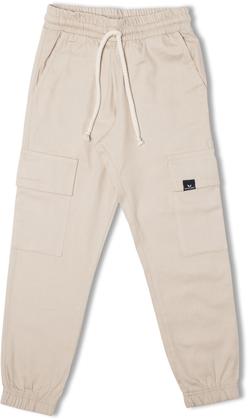 Imagem de Calça Infantil Menino Jogger Bolso Cargo Elástico Sarja Bege