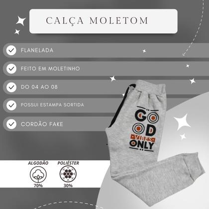 Imagem de Calça Infantil Moletom Flanelado Estampada Menino Algodão