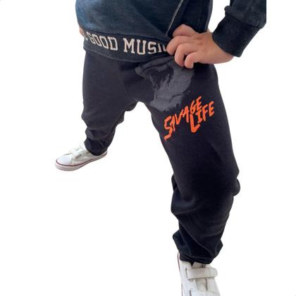 Imagem de Calça Infantil Moletom Flanelado Estampada Menino Algodão