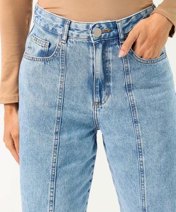 Imagem de Calça Jeans Barrel Feminina Bolsos Marisa Azul