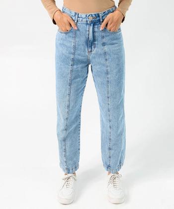 Imagem de Calça Jeans Barrel Feminina Bolsos Marisa Azul