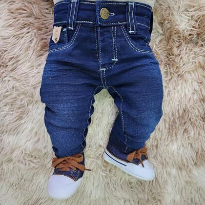 Imagem de Calça jeans bebe menino com elastano conforto Tam P M e G.