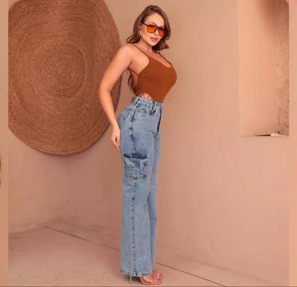 Imagem de Calça jeans Cargo Lançamento Super Tendência
