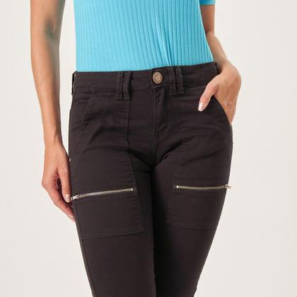 Imagem de Calça Jeans Color Skinny Bolso Utilitário com Zíperes Preta