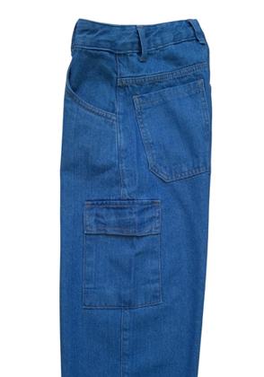 Imagem de Calça Jeans Feminina Balão Cargo Infantil Juvenil Larga (6247)