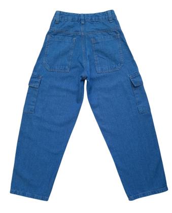 Imagem de Calça Jeans Feminina Balão Cargo Infantil Juvenil Larga (6247)