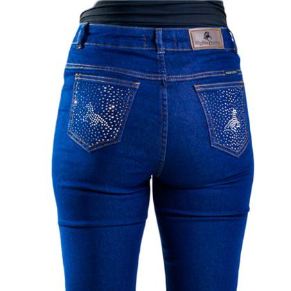 Imagem de Calça Jeans Feminina Bordada Strass Cavalinhos Rodeio Country Lançamento