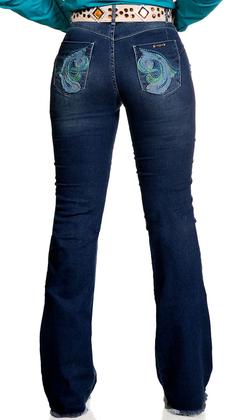 Imagem de Calça Jeans Feminina Bordado Verde Bill Way Lançamento