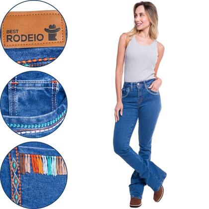 Imagem de Calça Jeans Feminina Cintura Alta Boot Cut Navajo Para Bota