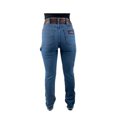 Imagem de Calça Jeans Feminina Country Os Boiadeiros Carpinteira Barra Desfiada Cós Alto Flare Ref: 594