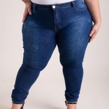 Imagem de Calça Jeans Feminina Empina Bumbum Plus Size 46 Até 52 Com Lycra