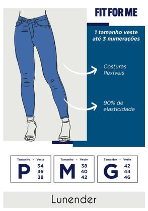 Imagem de Calça jeans feminina fit for me veste 3 tam lunender 20838