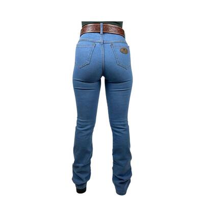 Imagem de Calça Jeans Feminina Flare Rodeio Country Cintura Alta Lycra