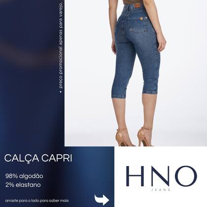 Imagem de Calça Jeans Feminina HNO Capri Skinny Elastano Azul