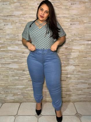 Imagem de Calça Jeans Feminina Jogger, Plus Size,cintura Alta,elastano