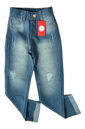 Imagem de calça jeans feminina mom destroyed infantil menina  juvenil tam de 1 a 16 anos