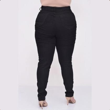 Imagem de Calça Jeans Feminina Plus Size Preta Cintura com Alta Elastano