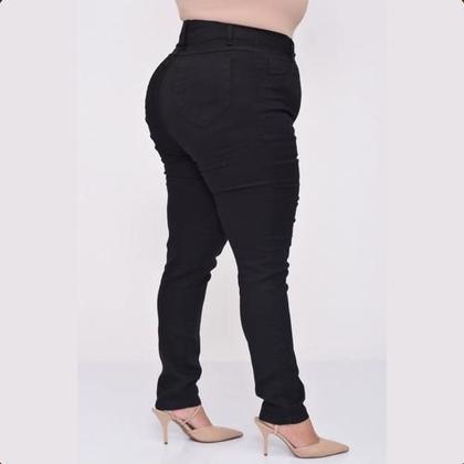 Imagem de Calça Jeans Feminina Plus Size Preta Cintura com Alta Elastano