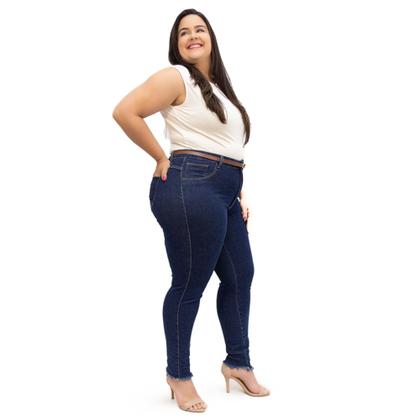 Imagem de Calça Jeans Feminina, Plus Size, Skinny, Elastano, Com Cinto, Até 58
