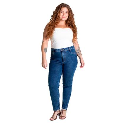 Imagem de Calça Jeans Feminina Sawary Plus Size Skinny Lisa Azul