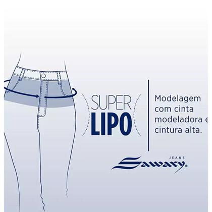 Imagem de Calça Jeans Feminina Sawary Super Lipo Sarja Com Cinta Modeladora Cintura Alta