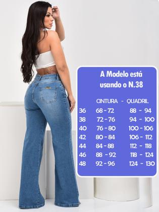 Imagem de Calça Jeans Feminina Sol Jeans Wide Leg com Boca Larga Cós Alto