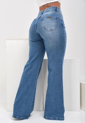 Imagem de Calça Jeans Feminina Sol Jeans Wide Leg com Boca Larga Cós Alto