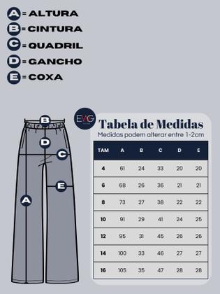 Imagem de Calça Jeans Feminina Wide Leg Cargo Infantil Juvenil Tecido Premium