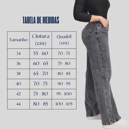 Imagem de Calça Jeans Feminina Wide Leg Pantalona Cinza Grafite