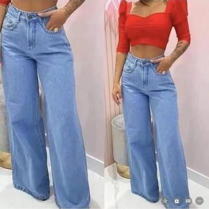 Imagem de Calça Jeans Feminina Wide Leg Qualidade Premium