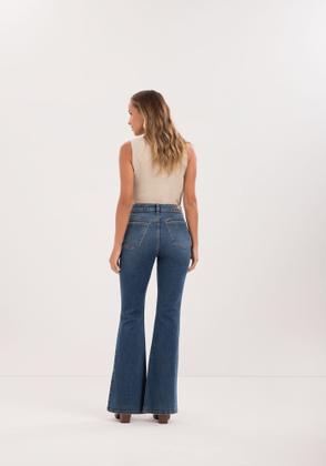 Imagem de Calça Jeans Flare Cintura Alta Chapa Barriga Para Pequenas Lunender J0169