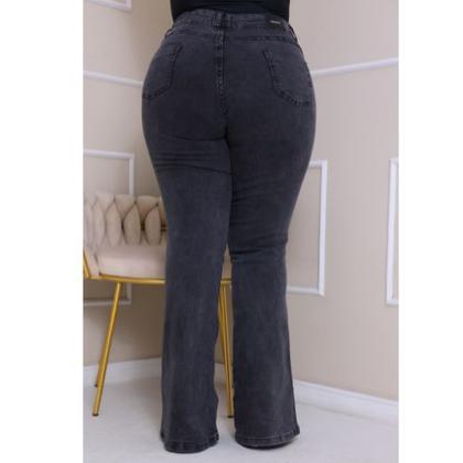 Imagem de Calça Jeans Flare Plus Size Marmorizada com bolso e com lycra