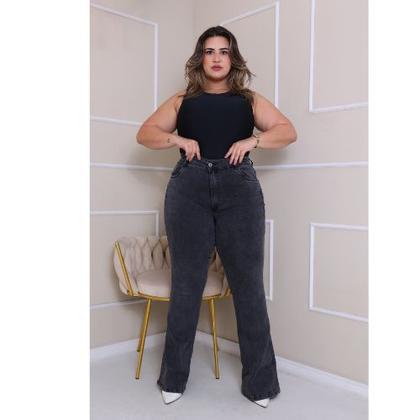 Imagem de Calça Jeans Flare Plus Size Marmorizada com bolso e com lycra